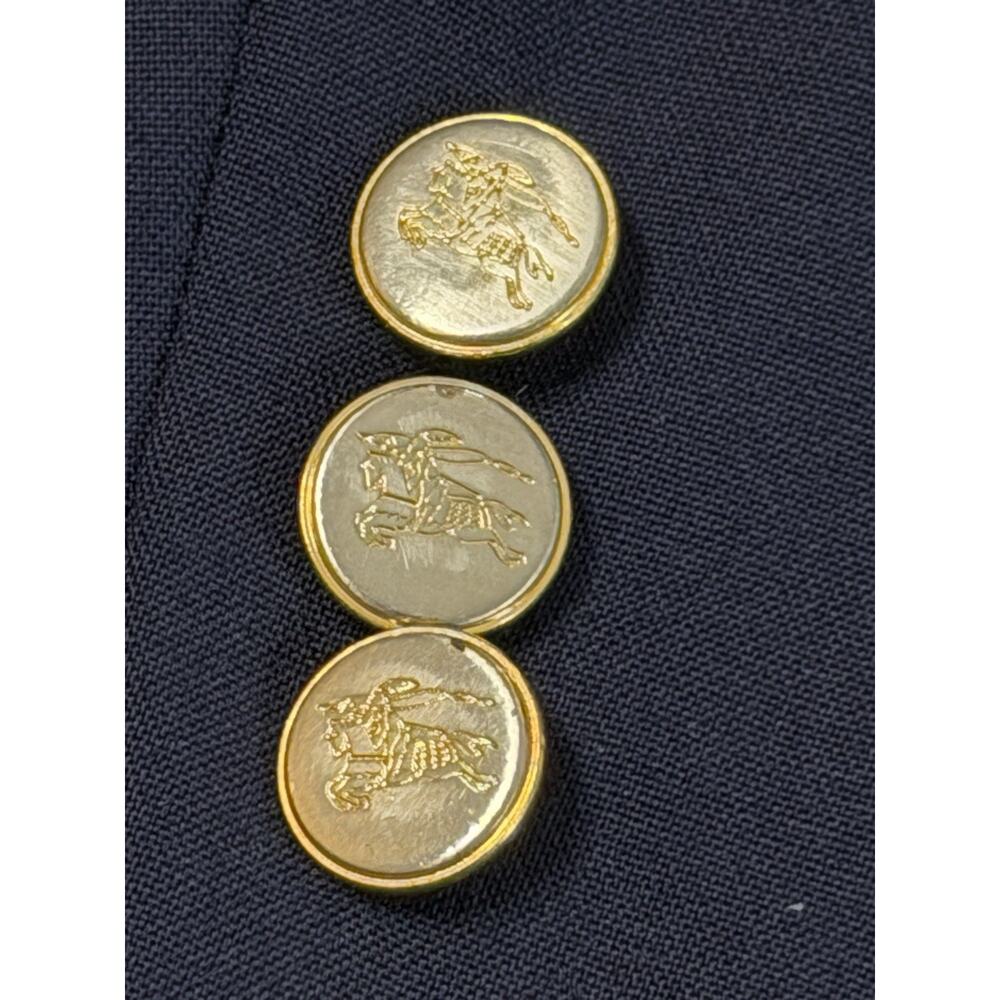 VTG 90s Burberry Jacket Men 50R Blue Wool Blazer Tuxedo Business USA Gold Button - Picture 4 of 13